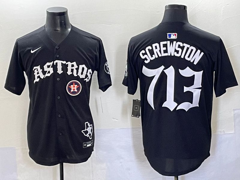 Men 2025 Houston Astros 713 Screwston Black Seven generations Joint Name Nike MLB Jersey style 11->houston astros->MLB Jersey